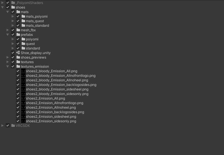 VR Chat ready shoes with emission (Quest, Poiyomi and standard shaders)