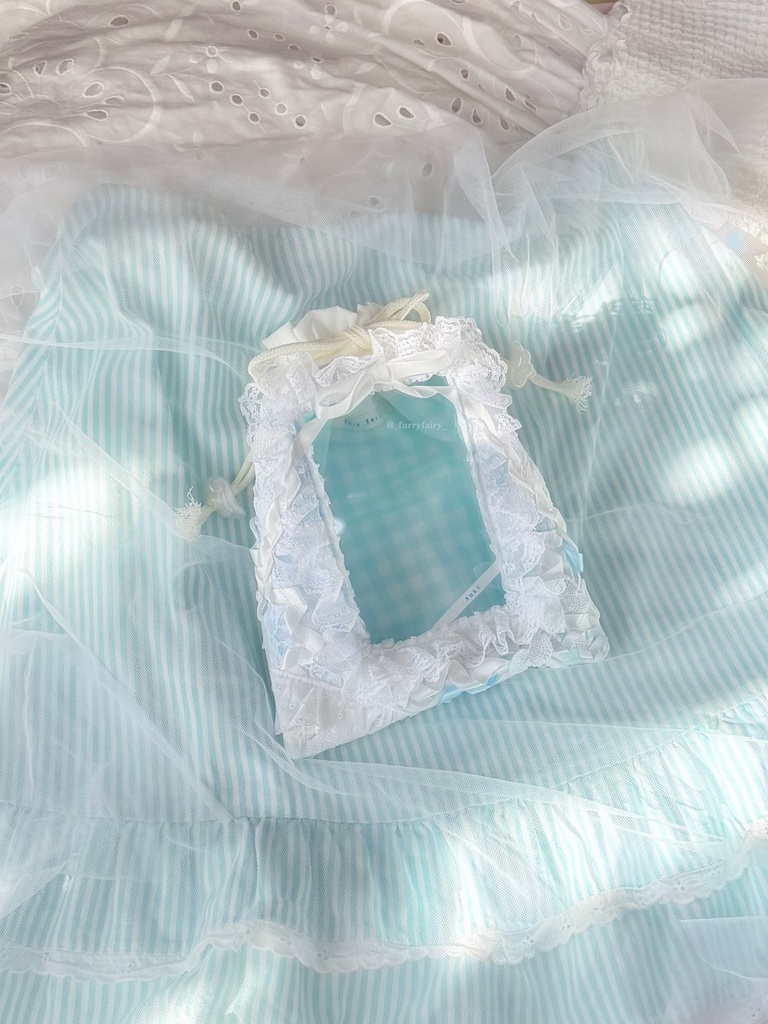 窓付き巾着(ホワイト×水色)