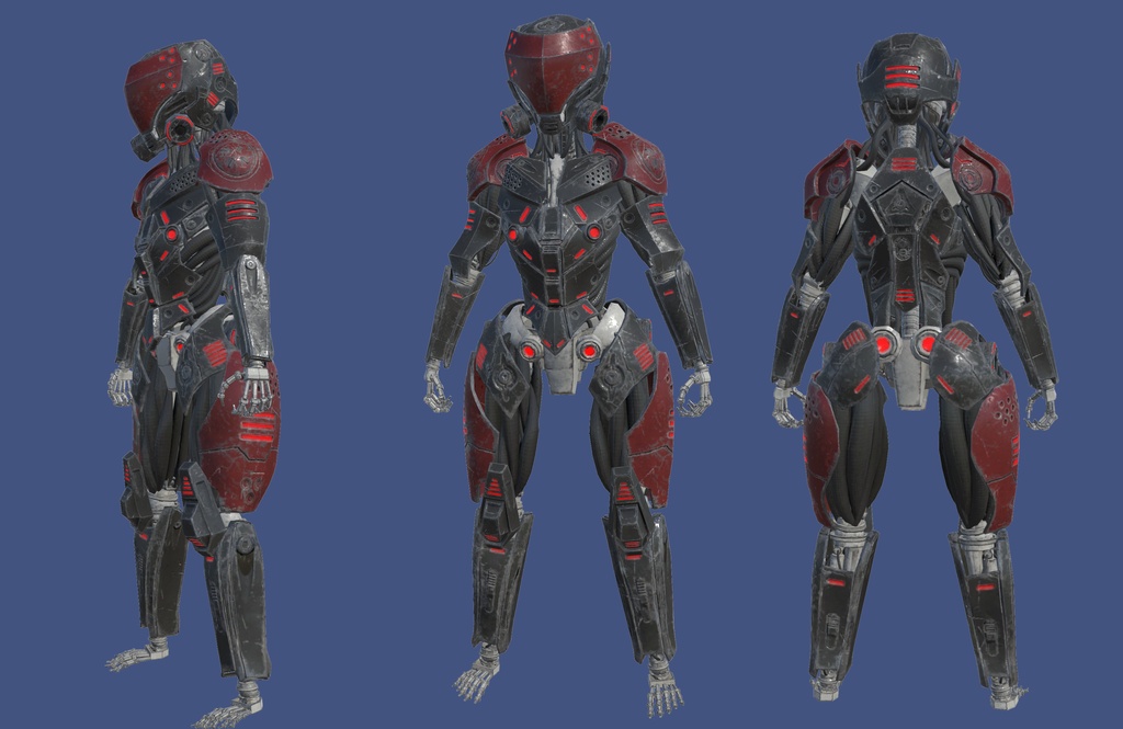 機械式スケルトン兵&サイバーニンジャアーマー【3Dモデル】