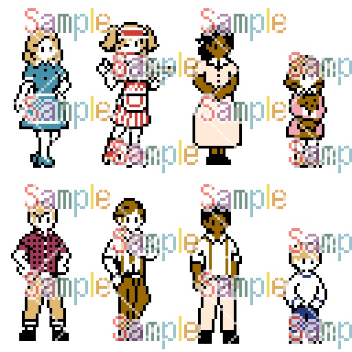 ドット絵立ち絵_レトロアメリカ(1960年)編(48種+α)