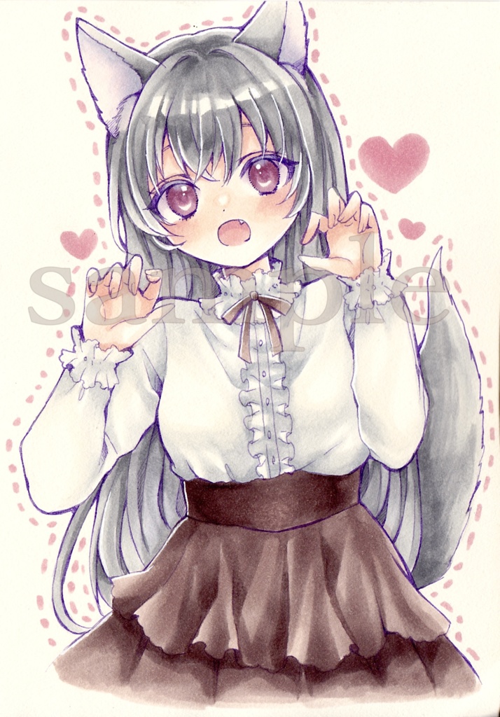 自作イラスト【オリジナルケモ耳女の子】