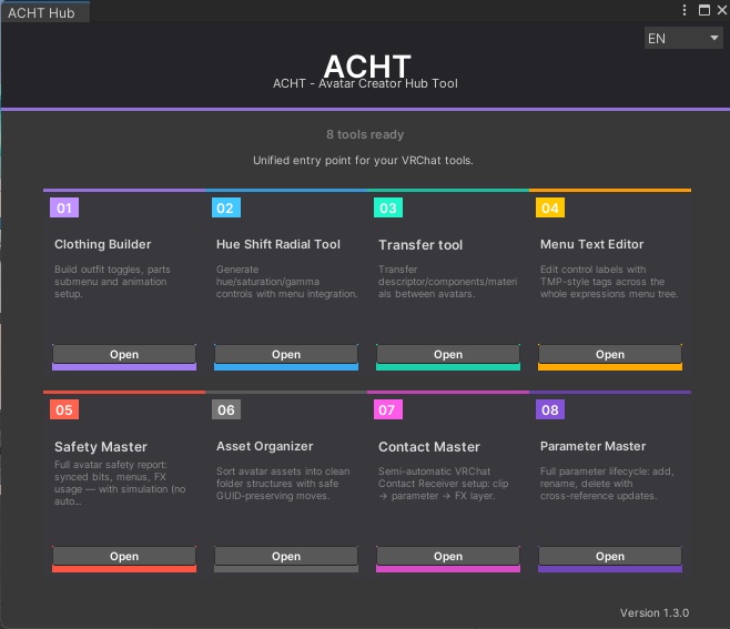 ACHT Hub (v1.4 update) — VRChatクリエイター向けプロフェッショナルツールキット| Professional VRChat Creator Toolkit