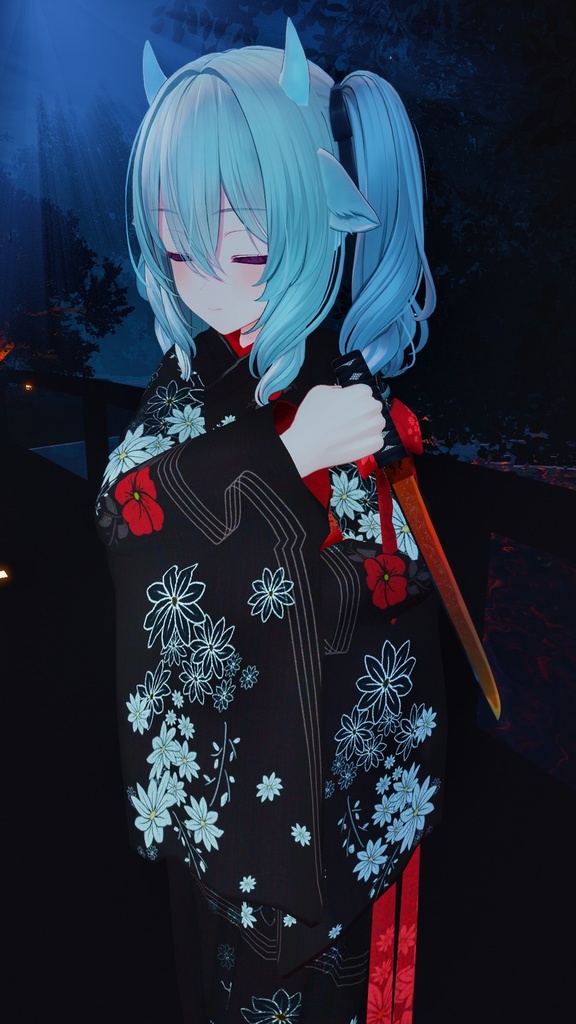 【VRCアバター向け短刀ギミック】 京極正宗-写し- / 黒蝋色塗鞘短刀拵