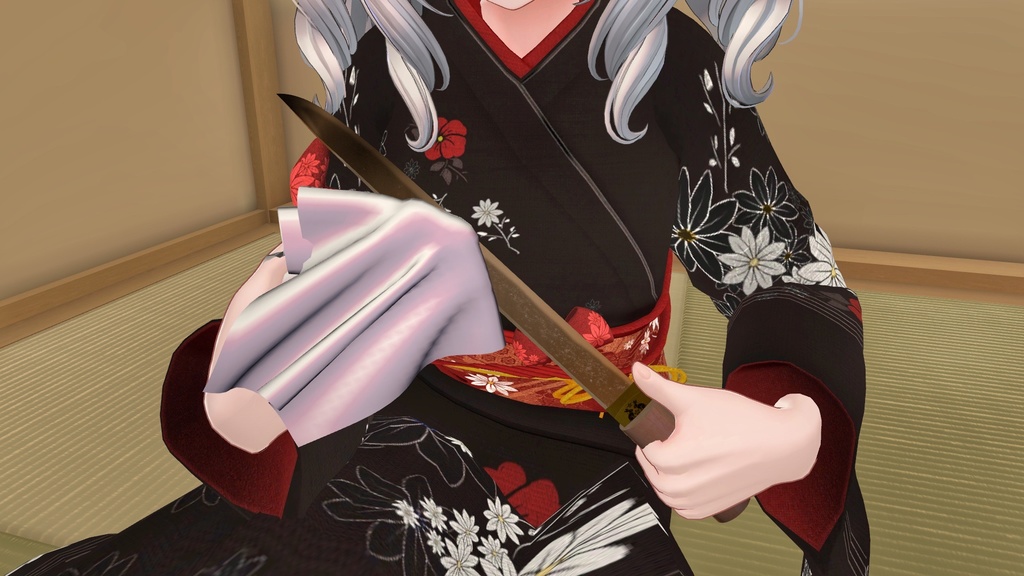 【VRCアバター向け短刀ギミック】 京極正宗-写し- / 黒蝋色塗鞘短刀拵