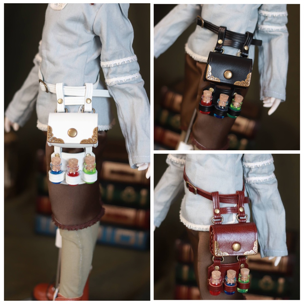 MDD　本革製 薬品瓶ポーチセット3色