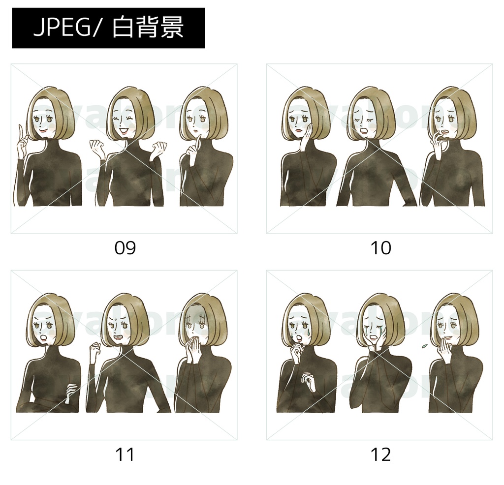 女性の表情12点(全36カット)セット