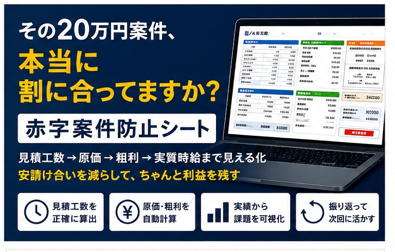 赤字案件防止シート｜フリーランス向け 工数・粗利・実質時給シミュレーター