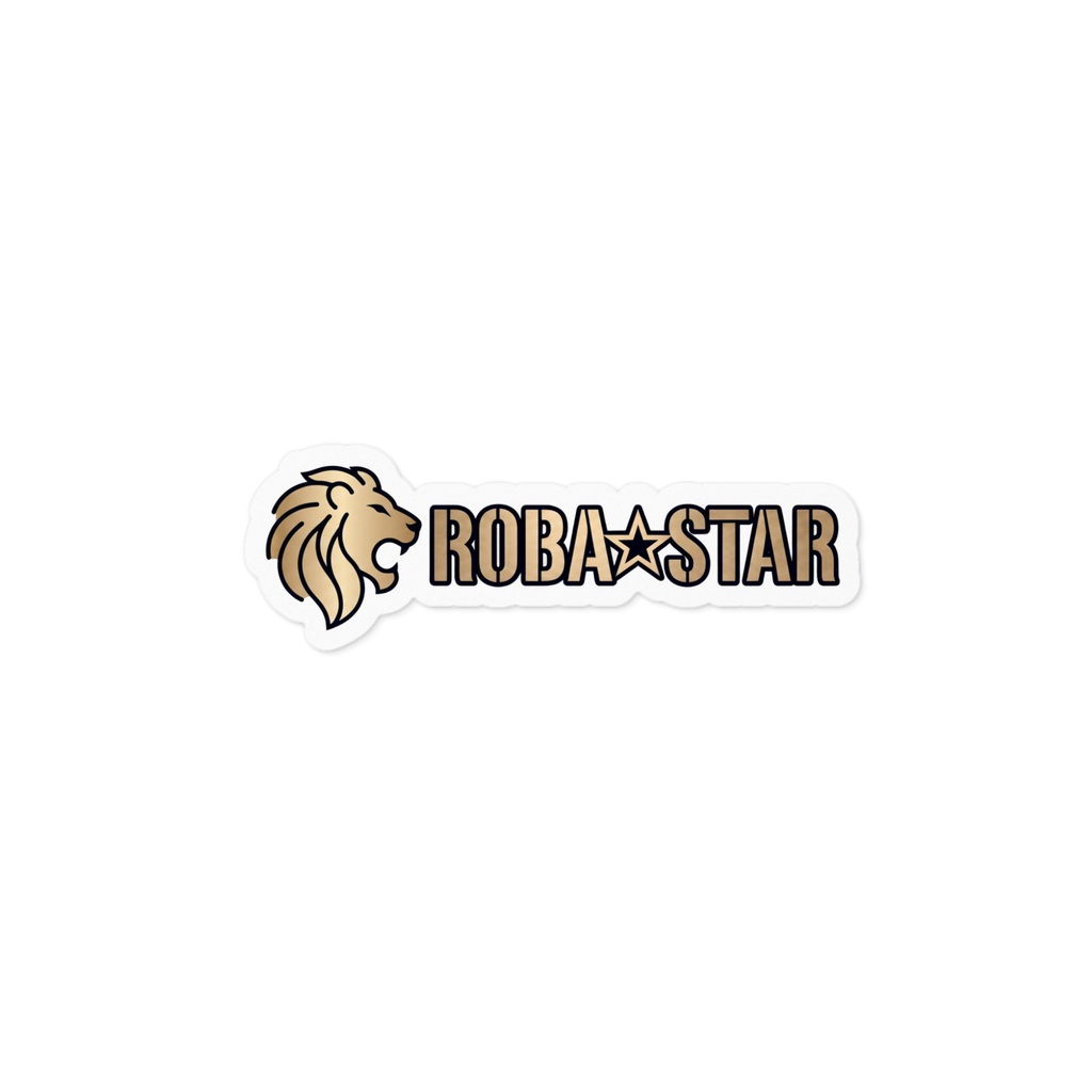 驢馬星 ゴールドライオンの横長ロゴステッカー｜ROBA★STAR オリジナルシール