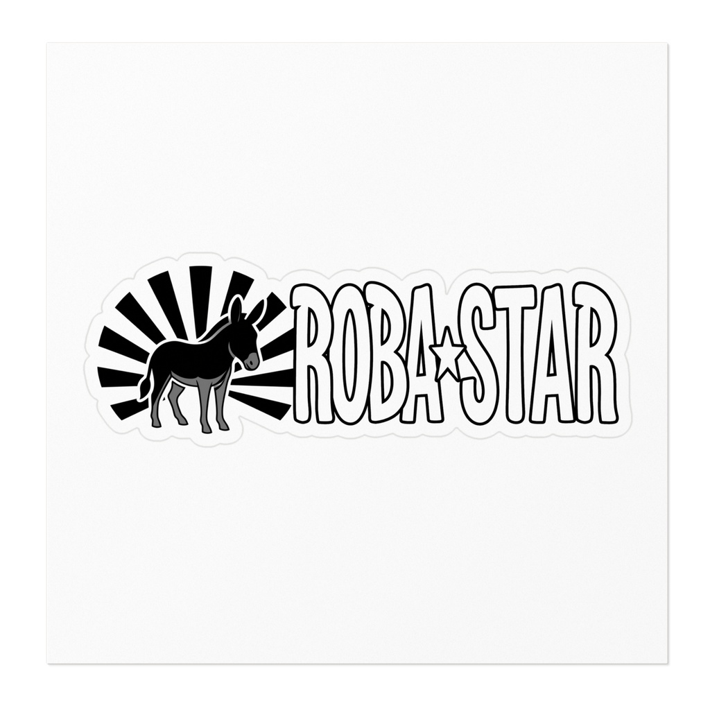 驢馬星 白黒ロバと旭日の白抜きロゴステッカー|ROBA★STAR オリジナルシール