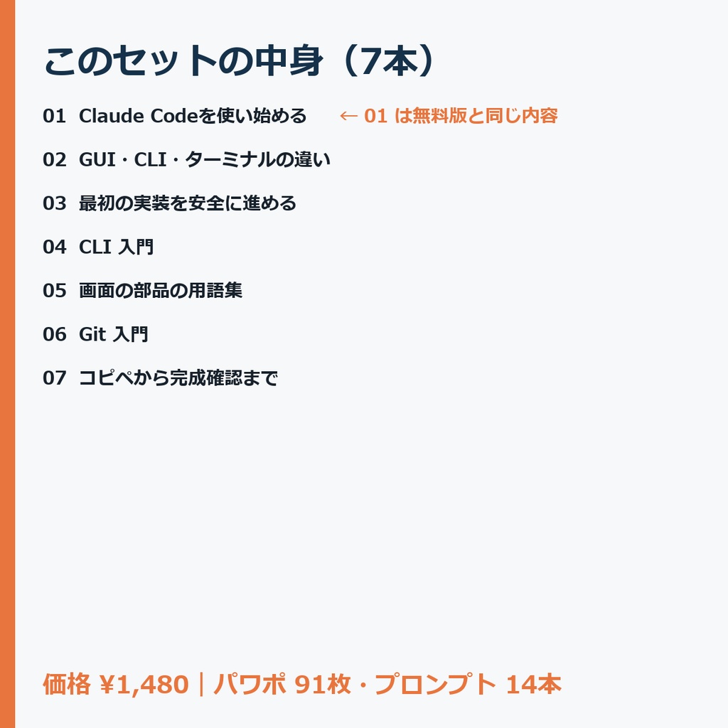 【Claude Code・Codex向け】【セット】はじめの一歩セット(01〜07・全7本)