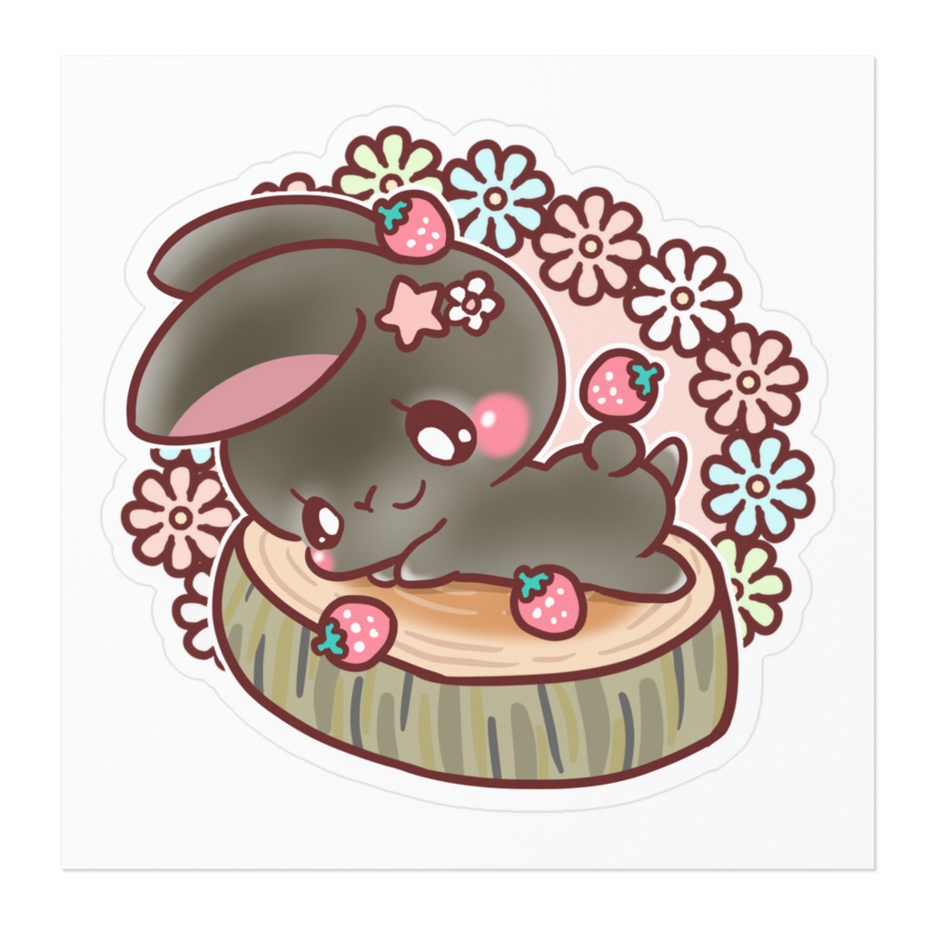 うさぎちゃんと丸太クッション ステッカー