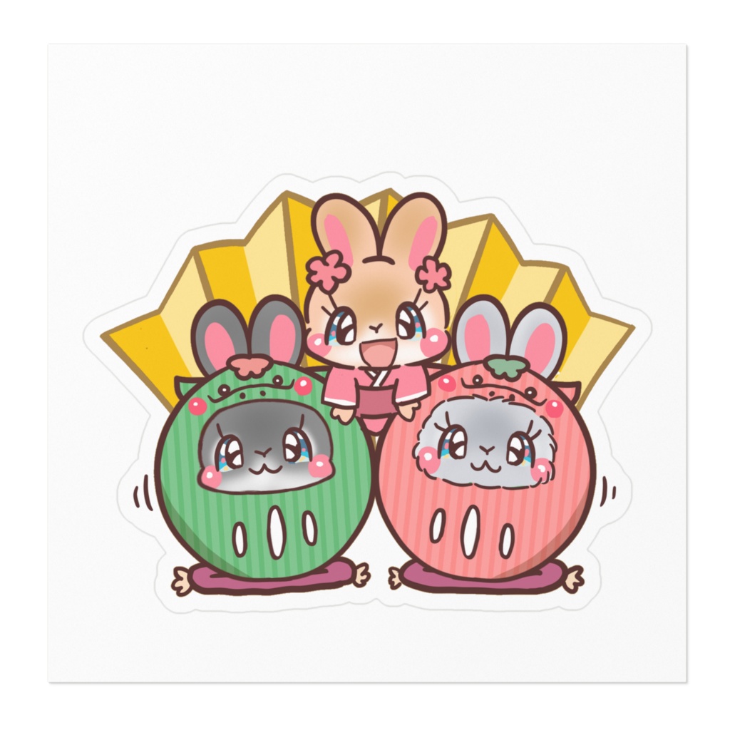 うさぎお正月ステッカー13