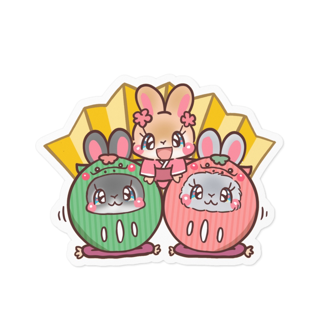 うさぎお正月ステッカー13