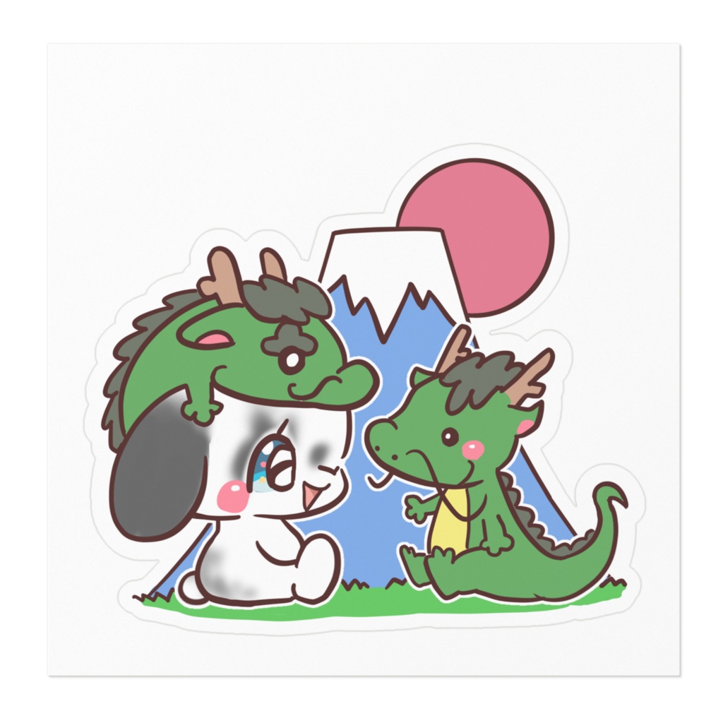 うさぎお正月ステッカー15