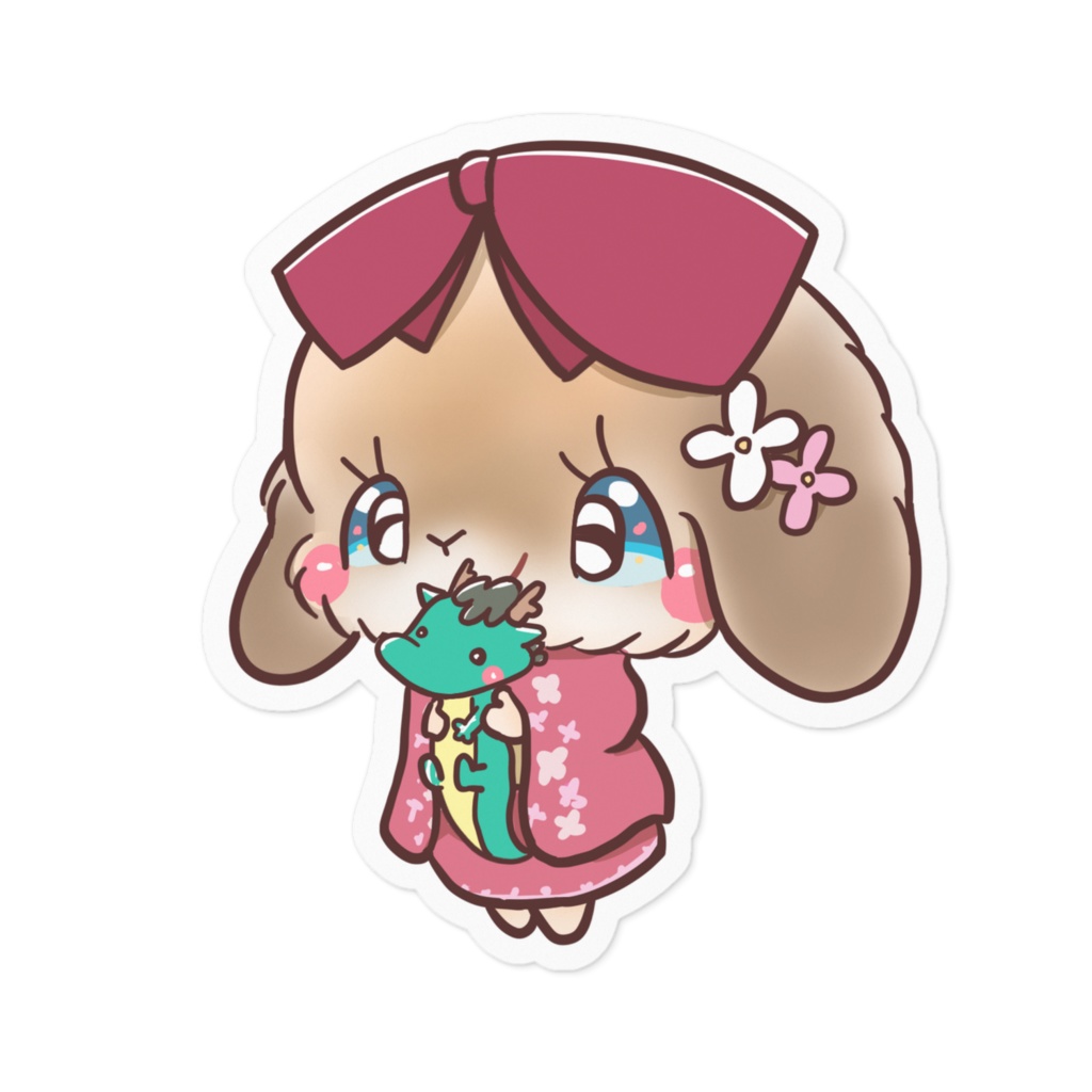 うさぎお正月ステッカー16