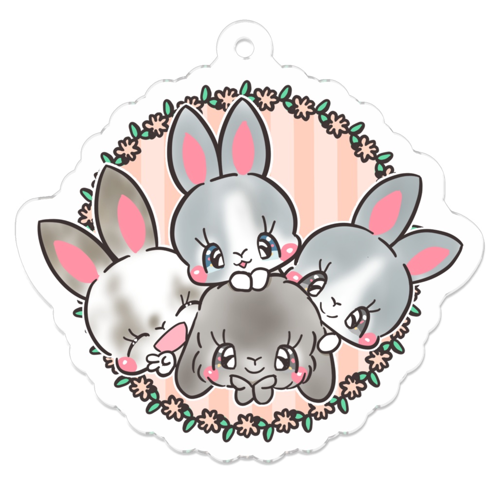 うさぎ4羽　キーホルダー