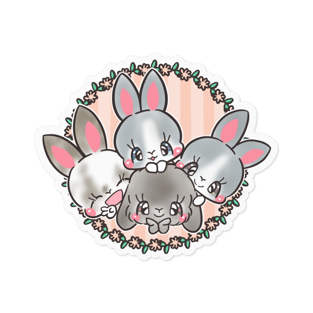 うさぎ4羽 ステッカー
