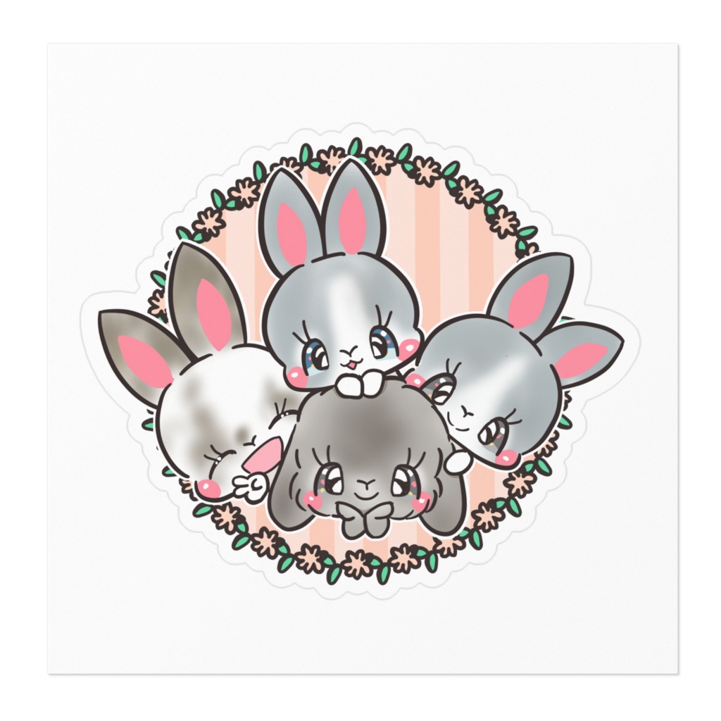うさぎ4羽 ステッカー