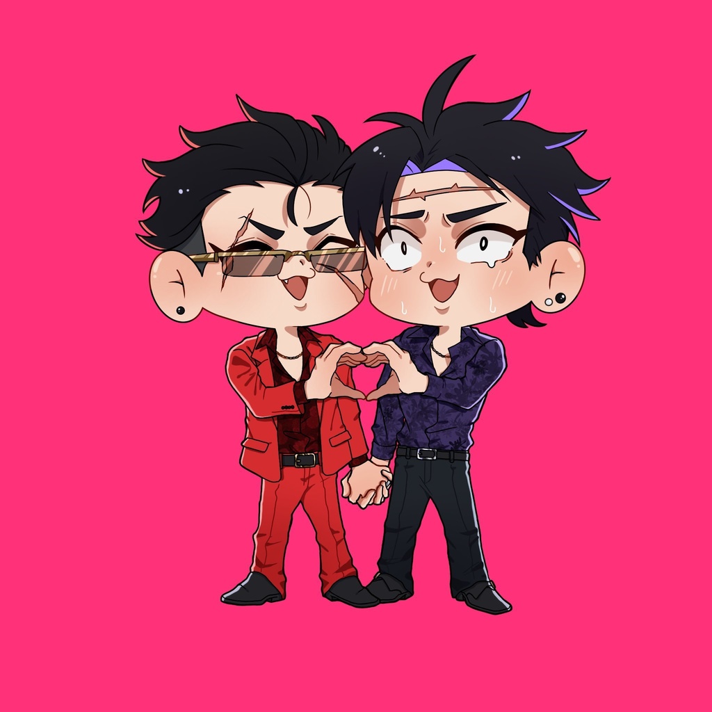 八助さんと一緒ステッカー 八助と助六