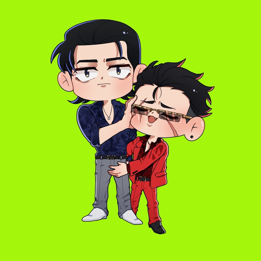 八助さんと一緒ステッカー 八助と想太