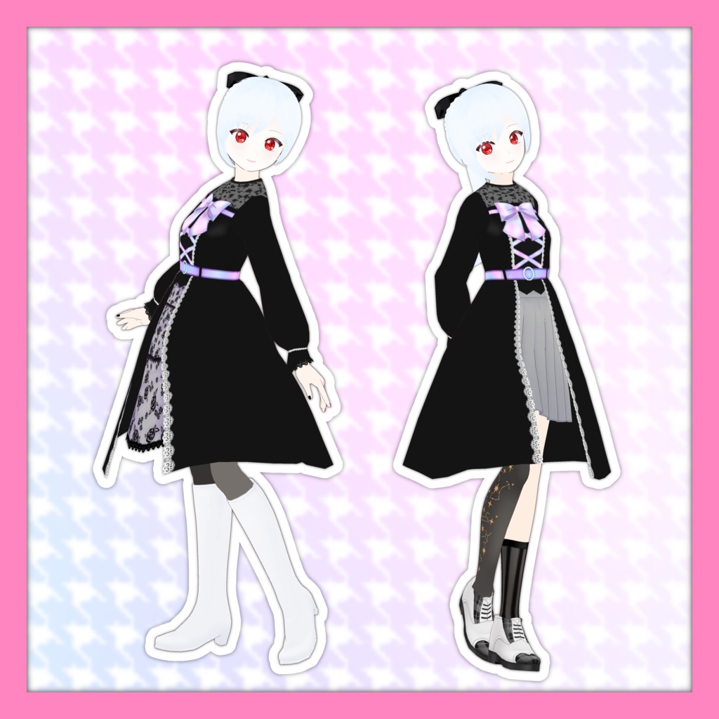 【Vroid対応】ゴシックオーロラワンピースセット