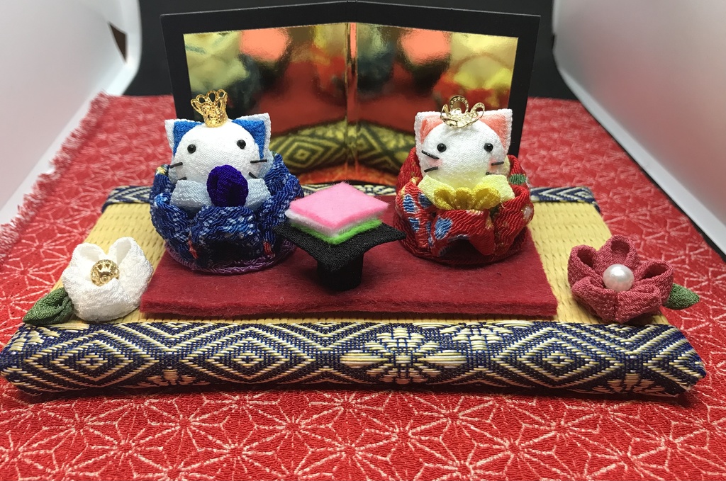 【受注生産】つまみ細工で作った手のひらサイズ雛飾り