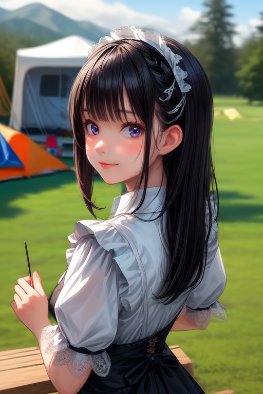 キャンプに付き添い、メイドさん