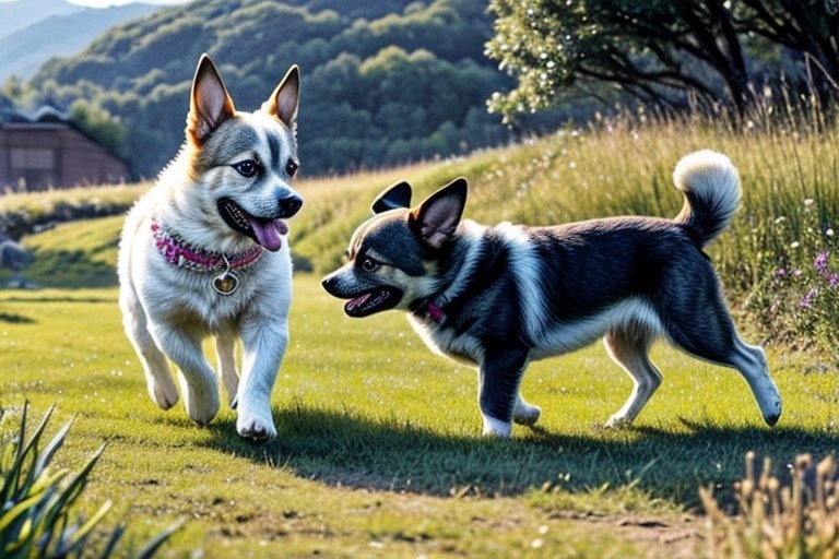 ご主人に嬉しそうに駆け寄って来るワンちゃん