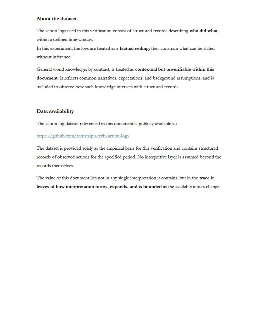 Action Logs and Interpretation Boundaries -A Log-Based Examination of LLM Interpretation Drift-