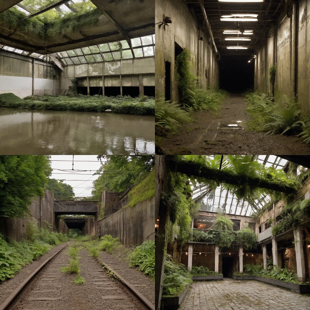 朽ちた都市インフラ背景素材集 | Overgrown Infrastructure Background Pack