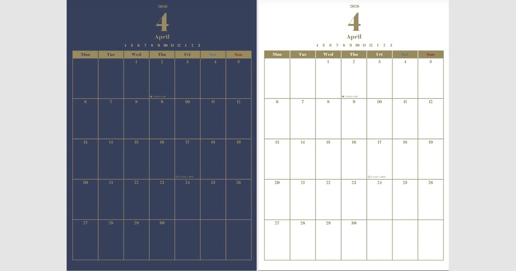 【2026年4月始まり】Goodnotes用 リンク付き手帳ダークカラー/ホワイトベース テンプレート