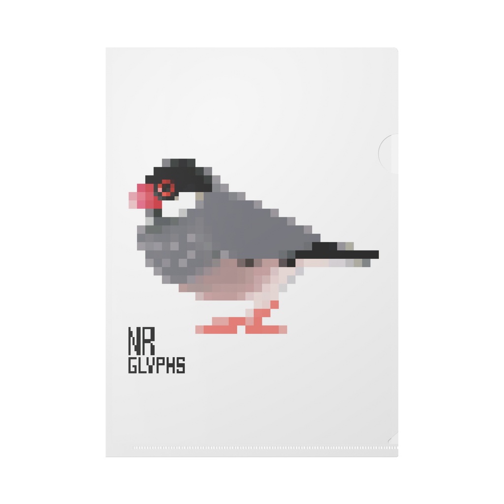 ドット絵文鳥_桜 クリアファイル