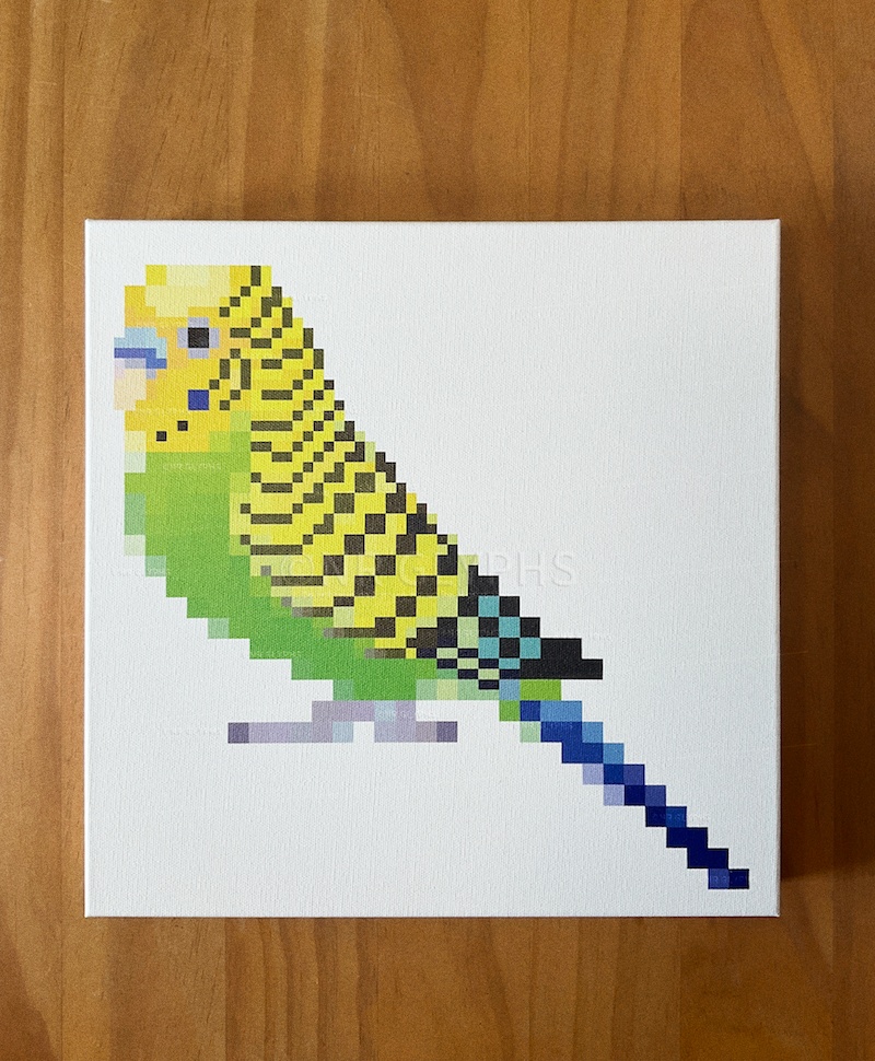 ドット絵セキセイインコ_ノーマル黄 キャンバスボード