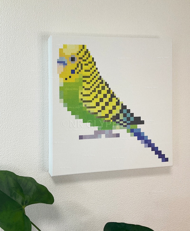 ドット絵セキセイインコ_ノーマル黄 キャンバスボード