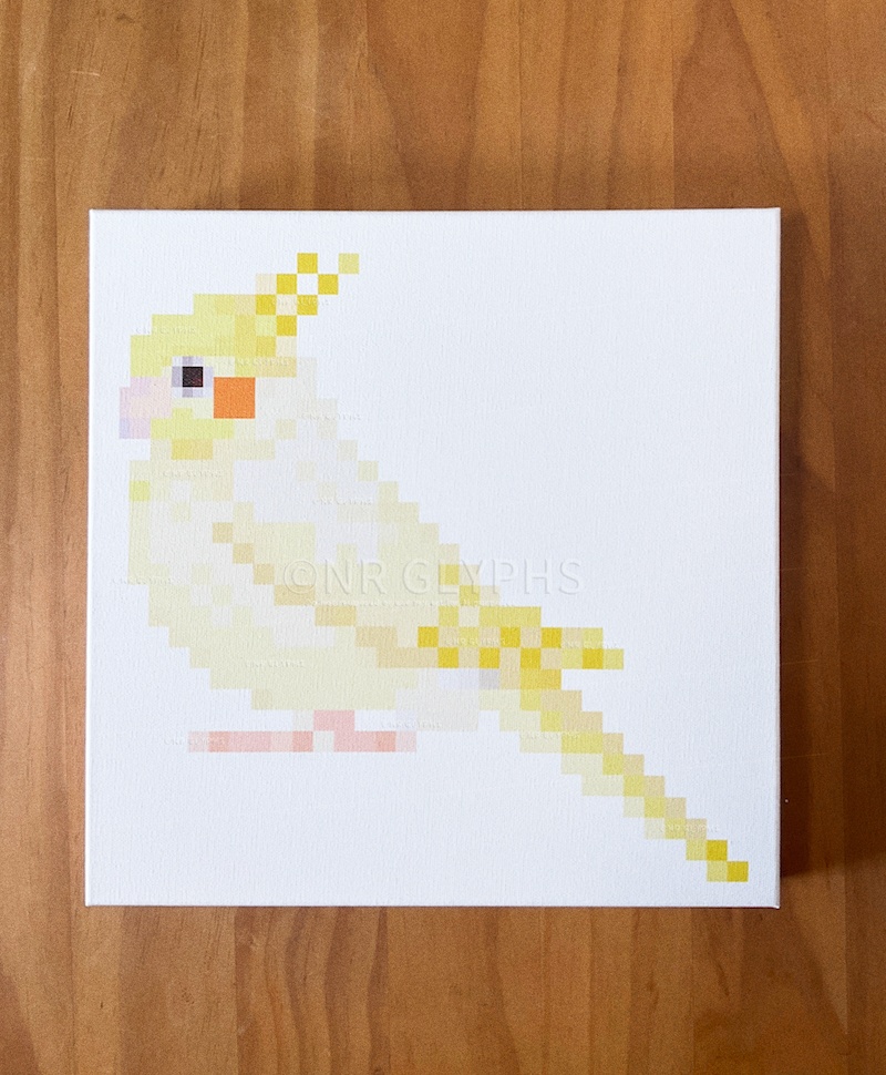ドット絵オカメインコ_ルチノー キャンバスボード