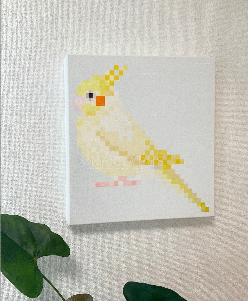 ドット絵オカメインコ_ルチノー キャンバスボード
