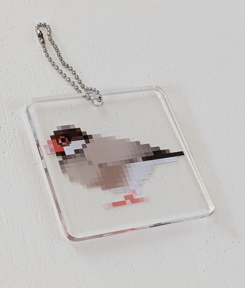 ドット絵文鳥_シナモン アクリルキーホルダー