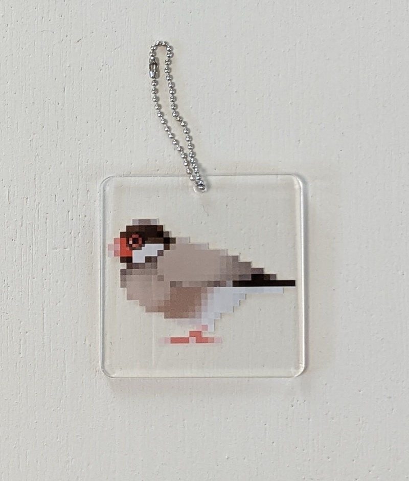 ドット絵文鳥_シナモン アクリルキーホルダー