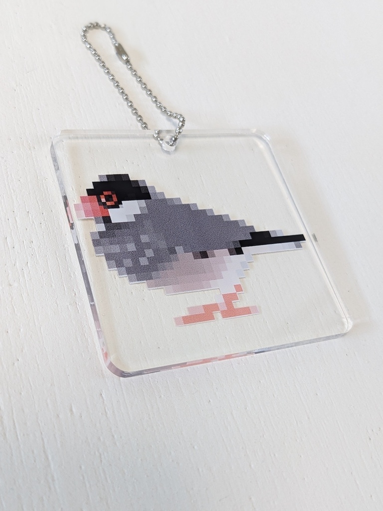 ドット絵文鳥_桜 アクリルキーホルダー