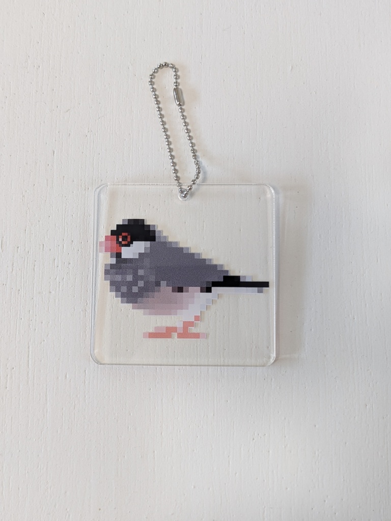 ドット絵文鳥_桜 アクリルキーホルダー