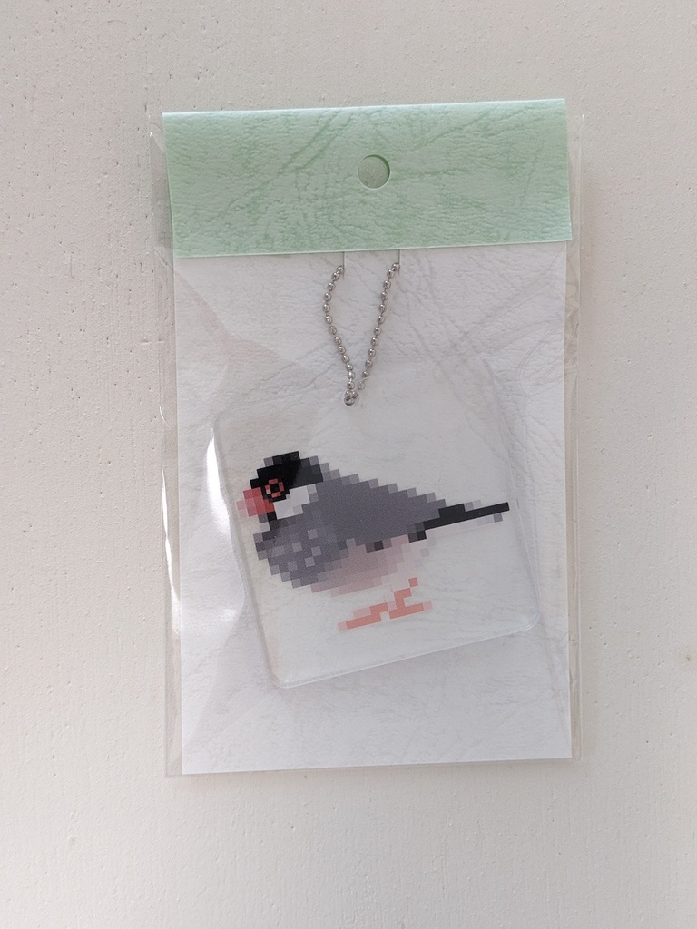 ドット絵文鳥_桜 アクリルキーホルダー