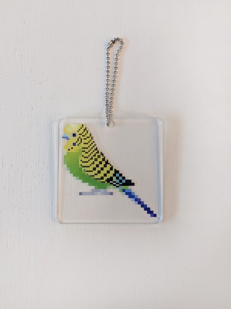 ドット絵セキセイインコ_ノーマル黄 アクリルキーホルダー