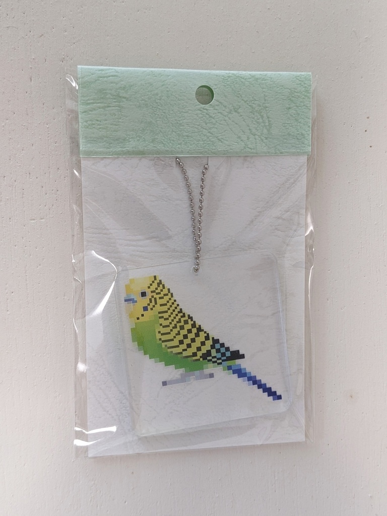 ドット絵セキセイインコ_ノーマル黄 アクリルキーホルダー