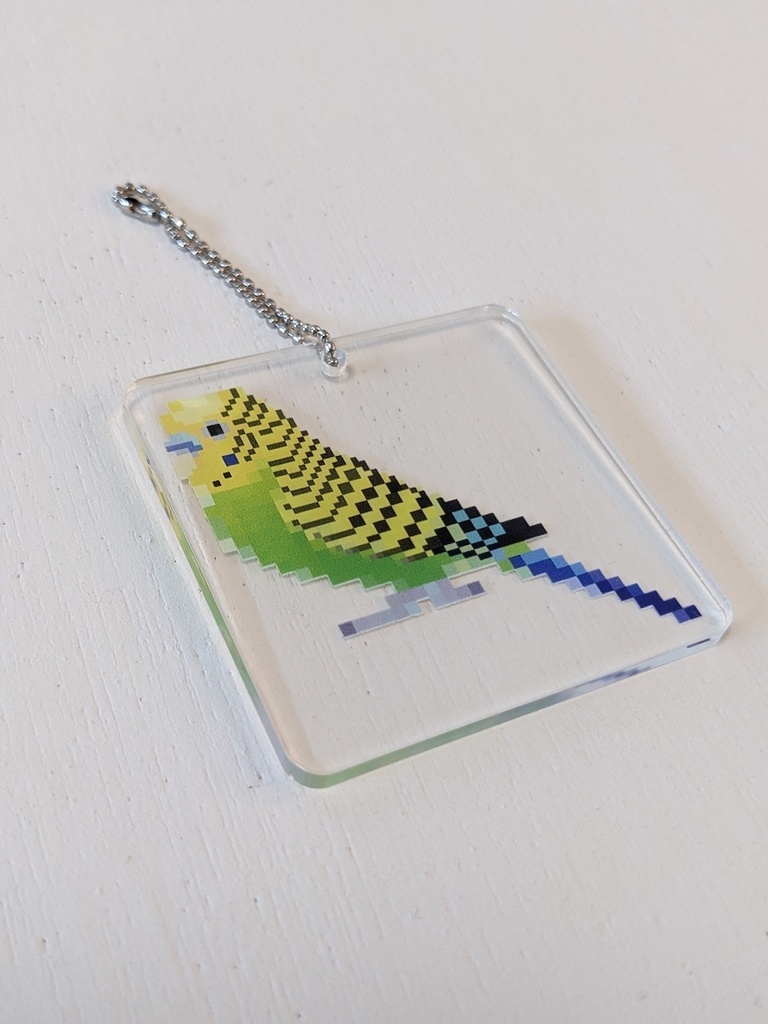 ドット絵セキセイインコ_ノーマル黄 アクリルキーホルダー