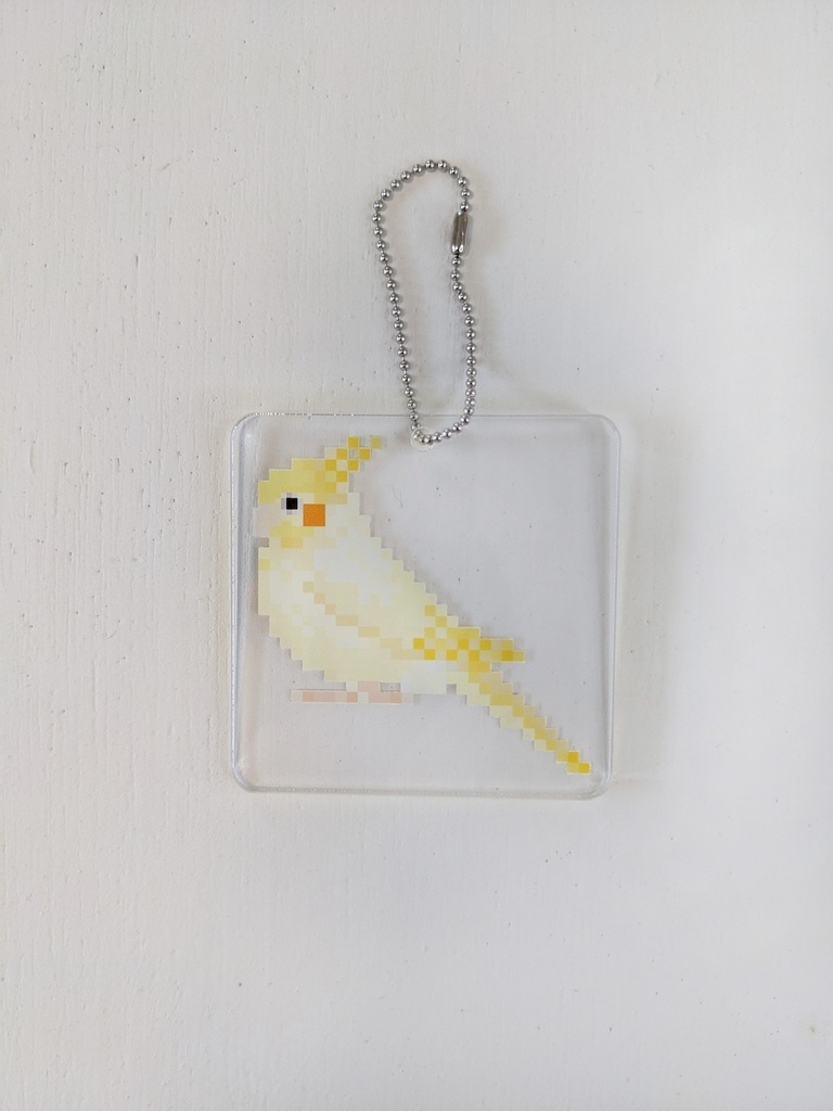 ドット絵オカメインコ_ルチノー アクリルキーホルダー