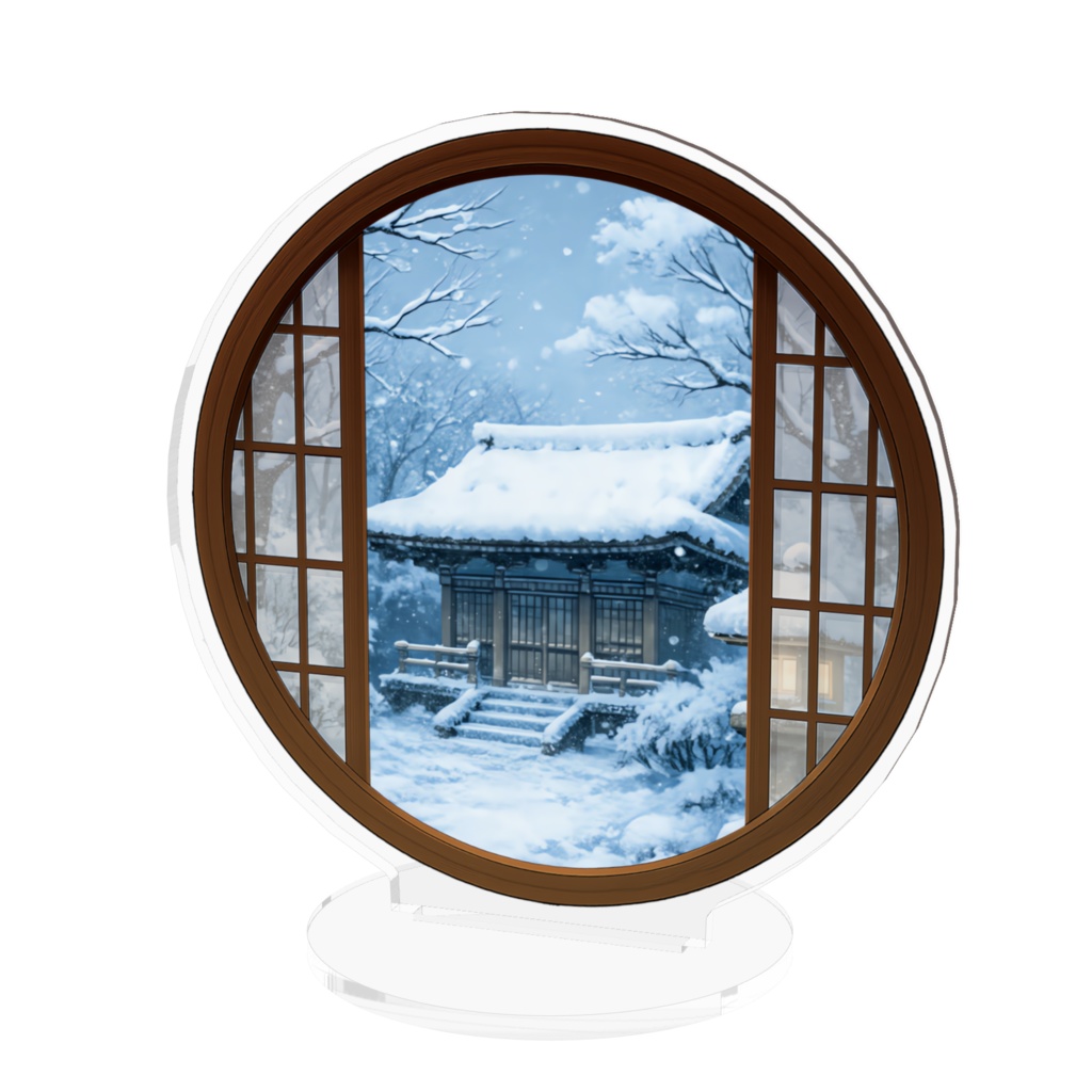 丸窓背景アクスタ〈冬〉雪積もる社殿