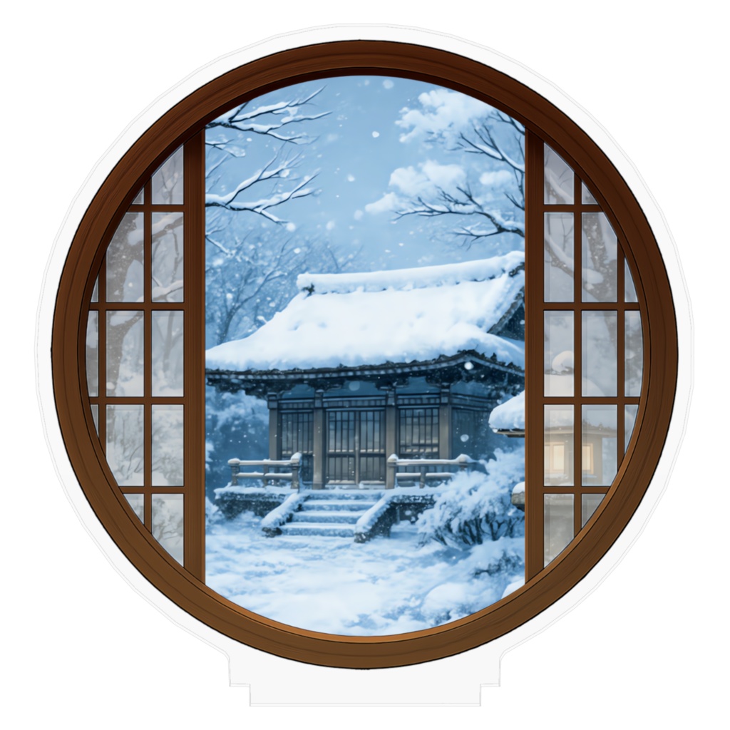 丸窓背景アクスタ〈冬〉雪積もる社殿