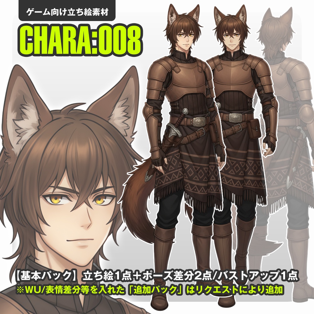 【立ち絵素材】008 男性（基本）ウルフ獣人