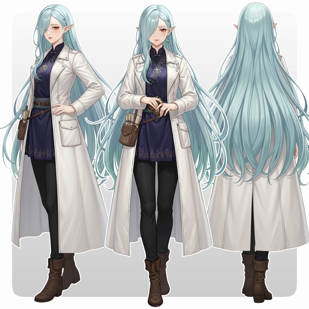 【立ち絵素材】009 女性(基本)エルフ学者