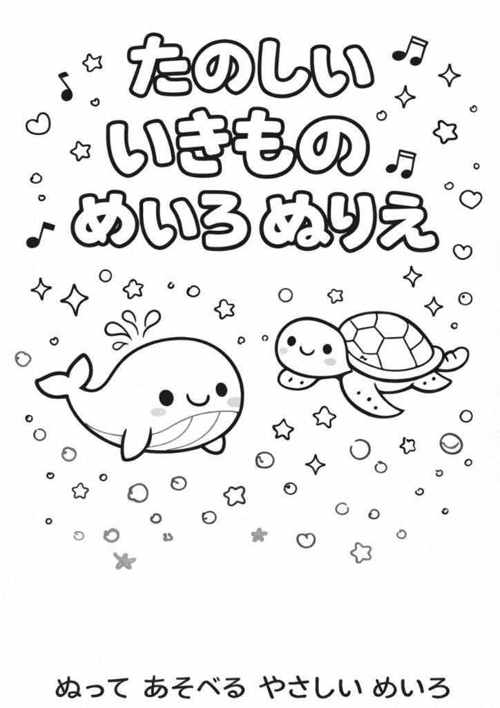 たのしい いきもの めいろ ぬりえ（20まい）